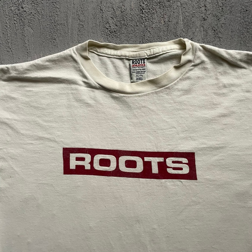 Vintage Roots Athletics T Shirt Mens Extra Large White 90s Canada Graphic Long - Picture 2 of 10